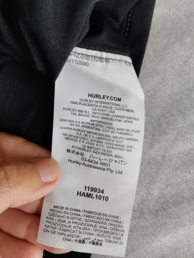 Camiseta Hurley UPF50 Gris Talla L