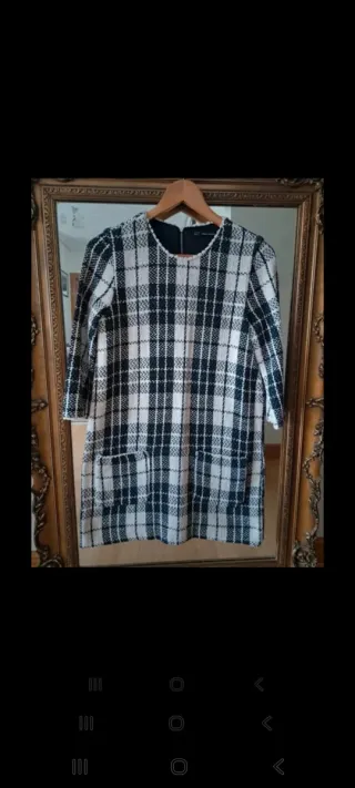 Vestido pichi cuadros blanco y negro