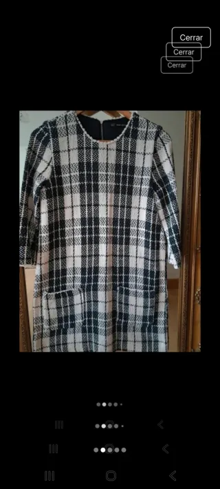 Vestido pichi cuadros blanco y negro