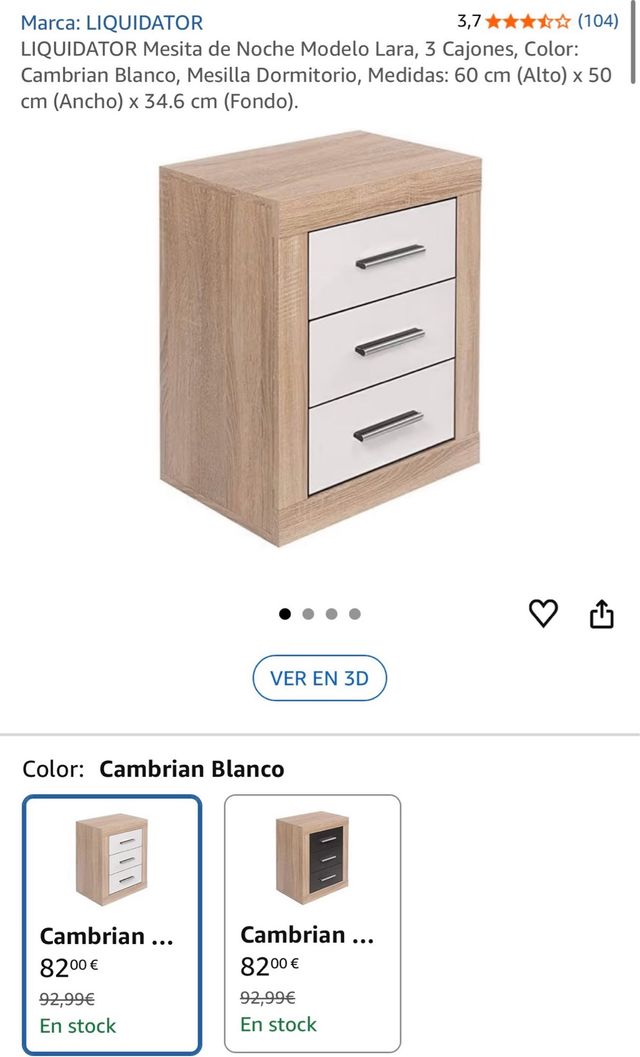 Comodino a 3 cassetti Lara LIQUIDATOR