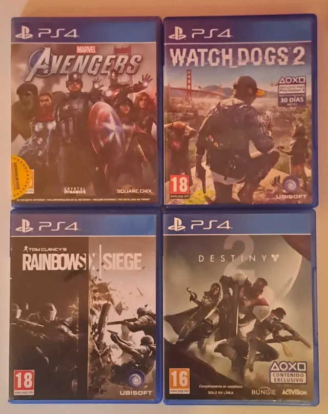 Lote 4 Juegos PS4: Avengers, Watch Dogs 2, R6 Sieg