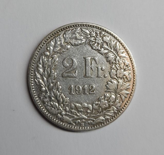 2 Franchi Svizzera 1912 Helvetia moneta argento