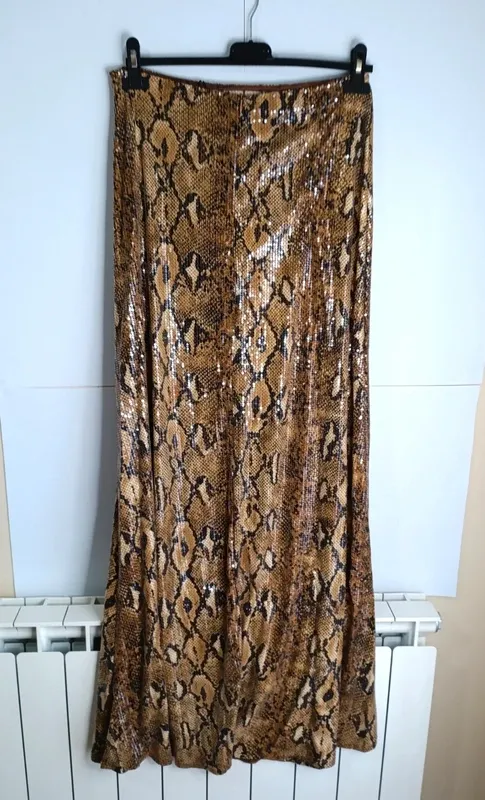 Falda Larga Animal Print Lentejuelas Talla 40