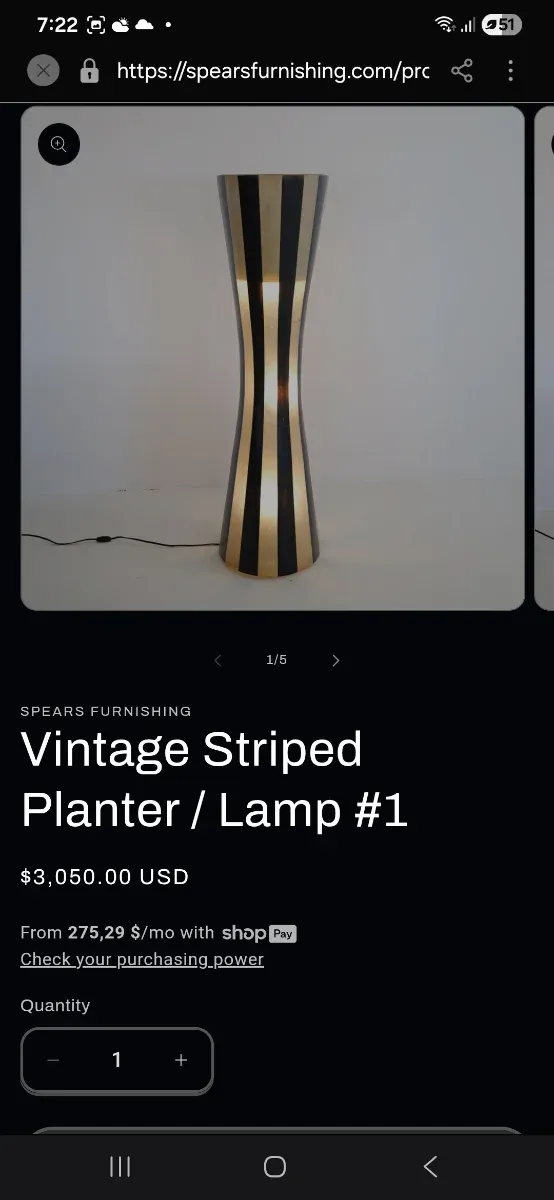 Lámpara de Pie Rayas Doradas y Negras