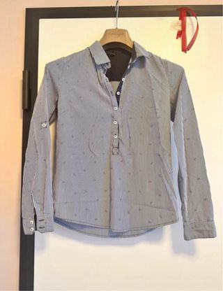 Camicia donna righe blu e bianche