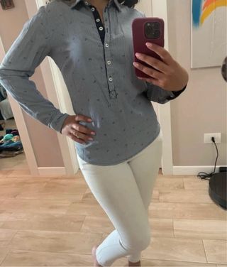 Camicia donna righe blu e bianche