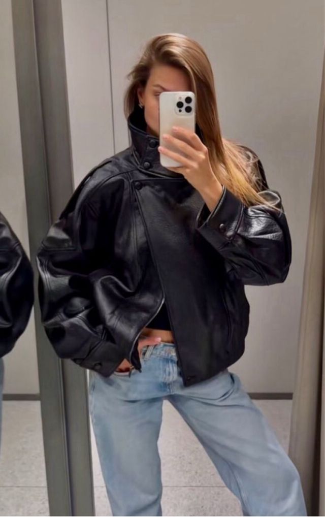 Cazadora efecto piel Zara viral