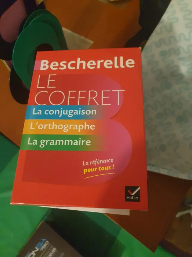 Cofre con un libro de ortografía,  conjugación,