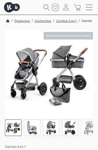 Carrito de bebé gris como nuevo