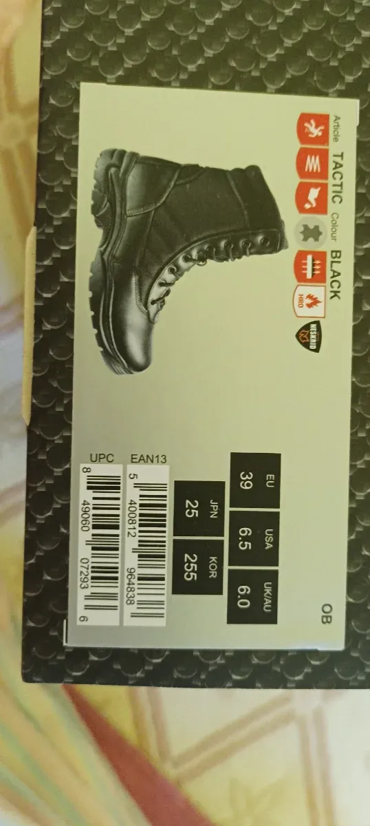 Botas de Segurança Táticas Pretas Tamanho 39