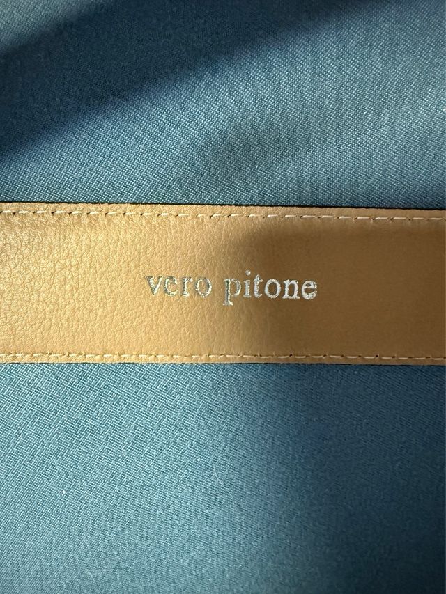 Cintura artigianale vera pelle pitone fibbia