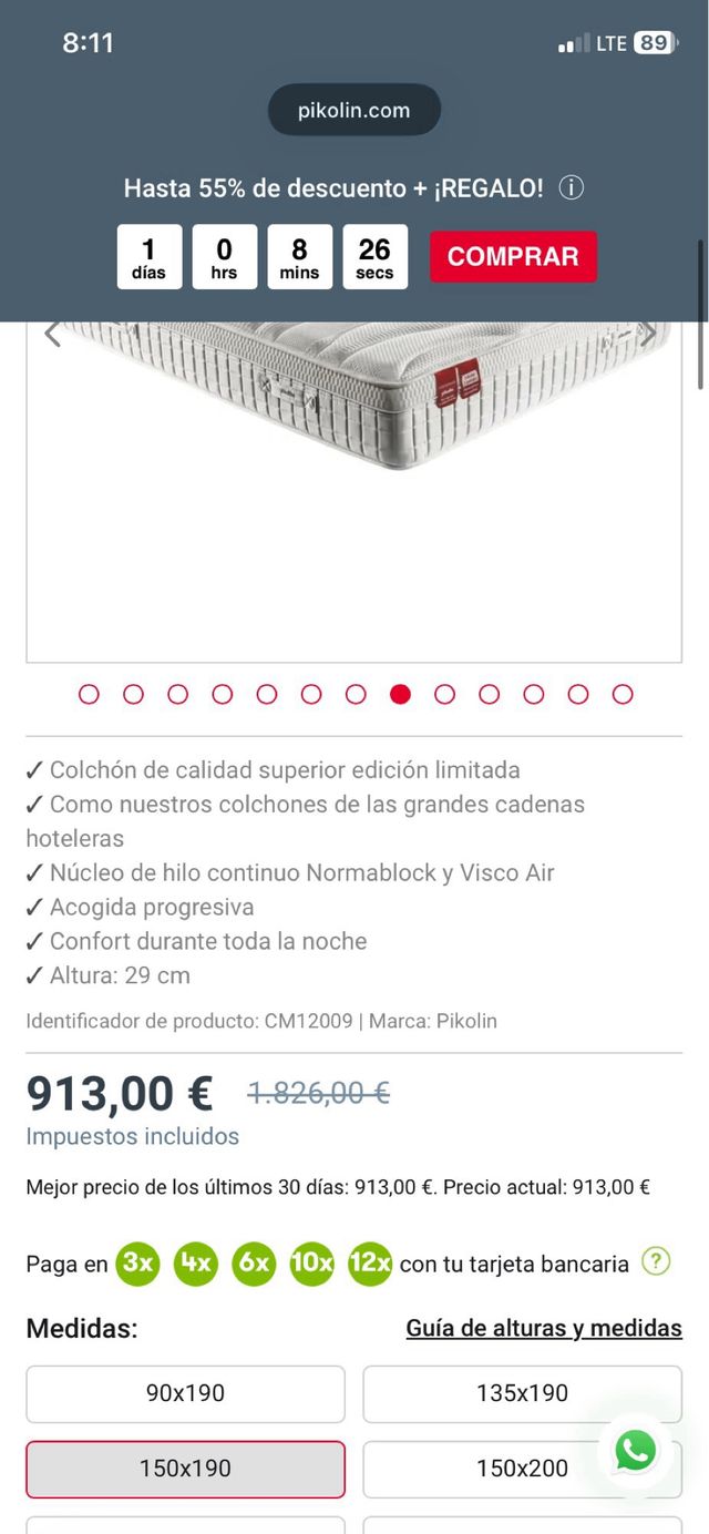 Colchón Pikolin Edición Limitada 150x190