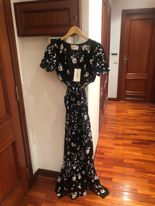 Vestido Ba&sh Negro Cut Out Largo