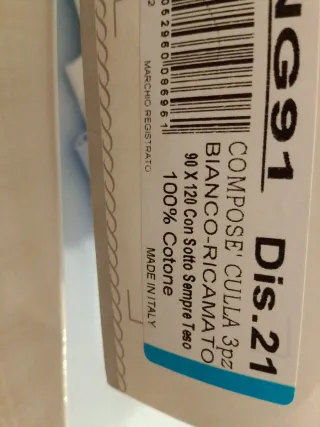 Set Lenzuola Culla Amore Mia Cotone