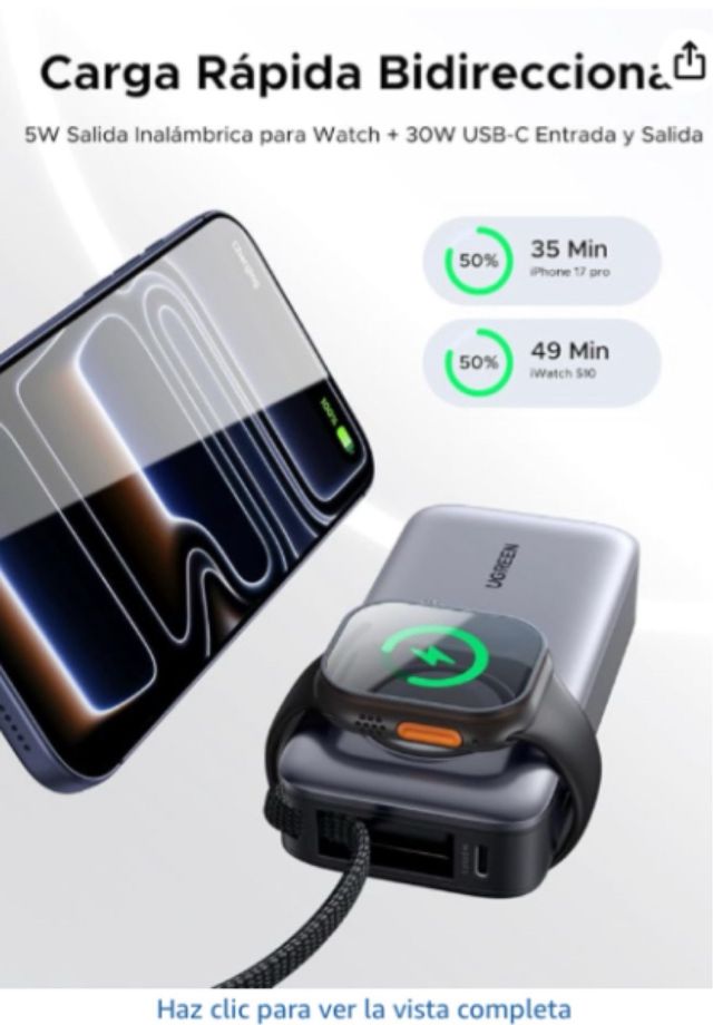 UGREEN Nexode Batería Externa 10000mAh 30W