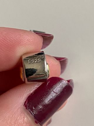 Plata 925 Charm Letra S Corazón Dorado