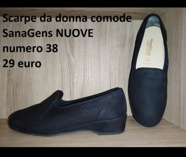 Scarpe da donna comode SanaGens, nuove, blu scuro