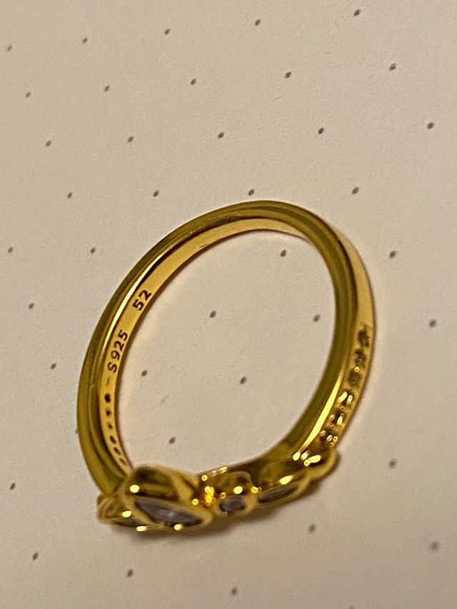 Anillo Princesa Plata 925 Dorado y Morado