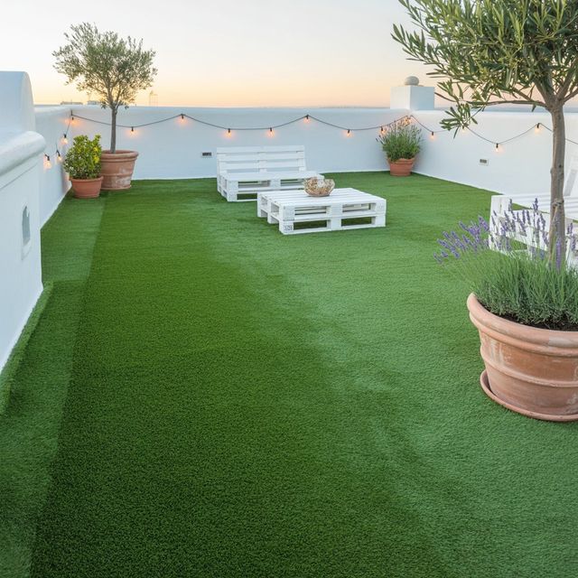 Césped artificial reutilizado