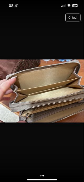 Portafoglio donna zip beige/grigio