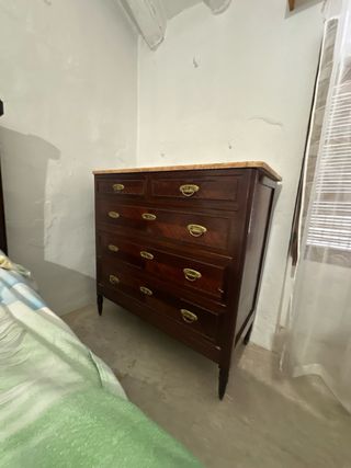 Cassettiera vintage in legno e marmo