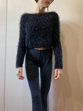 Maglioncino corto peloso nero XS