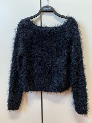 Maglioncino corto peloso nero XS