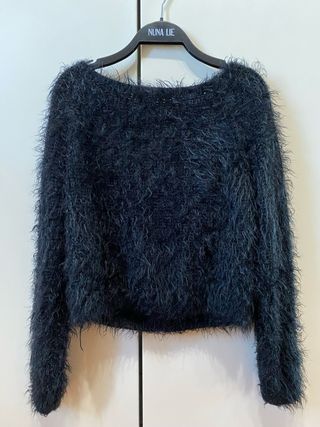 Maglioncino corto peloso nero XS