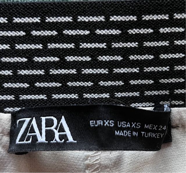 Pantalón Zara Formal Goma Talla XS Beige