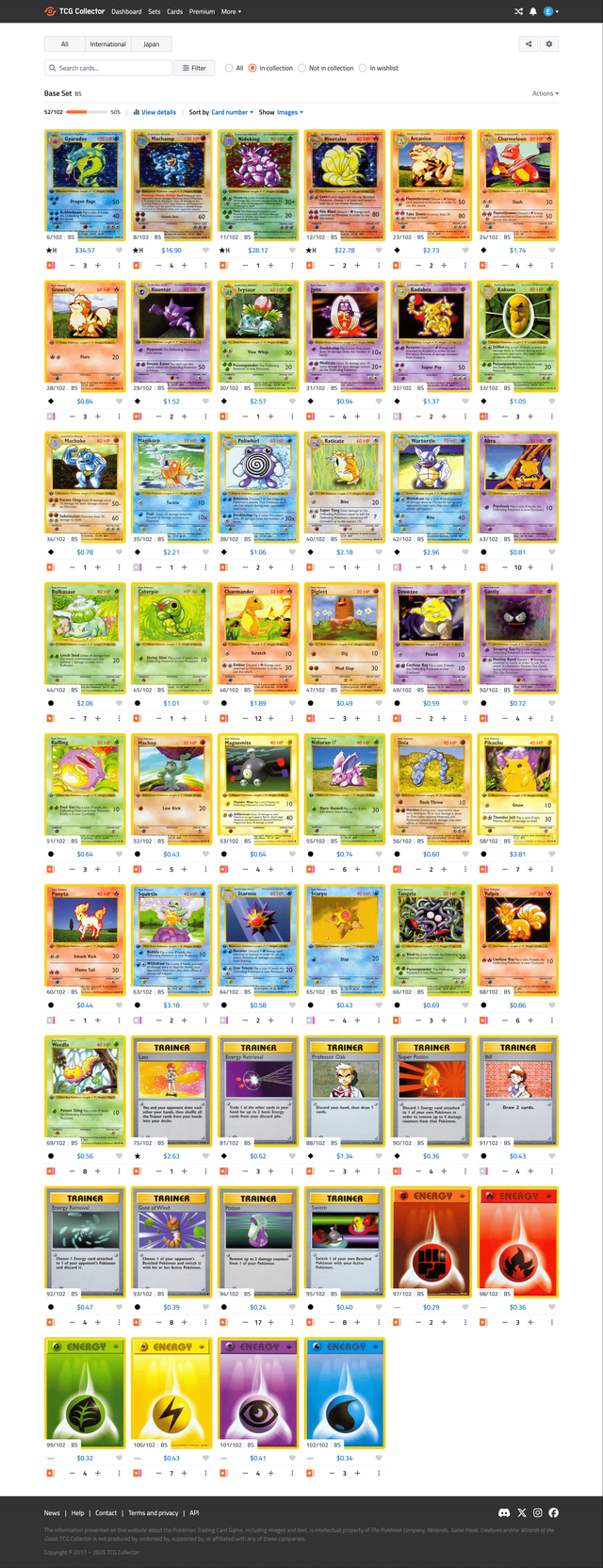 Lote Cartas Pokémon Base Set Normal