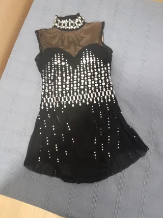 Maillot Gimnasia Rítmica Negro y Plateado