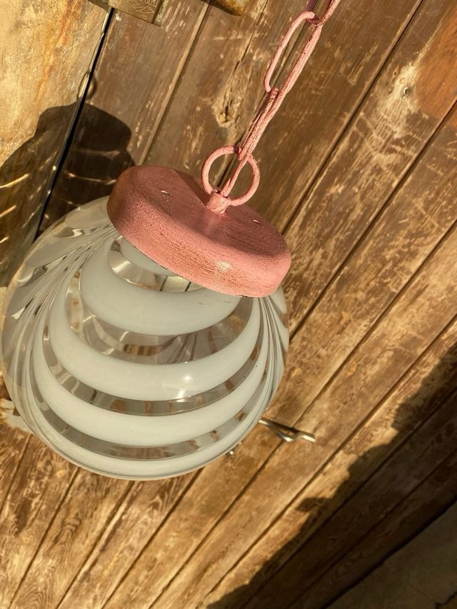 Lámpara techo en color rosa vintage cristal