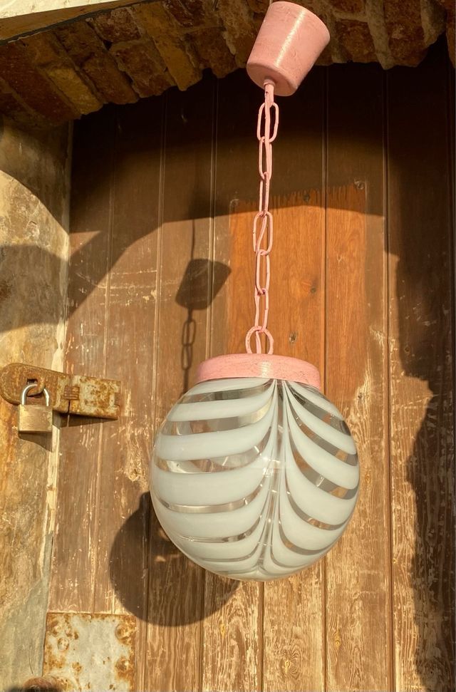 Candeeiro de teto de cristal vintage rosa 