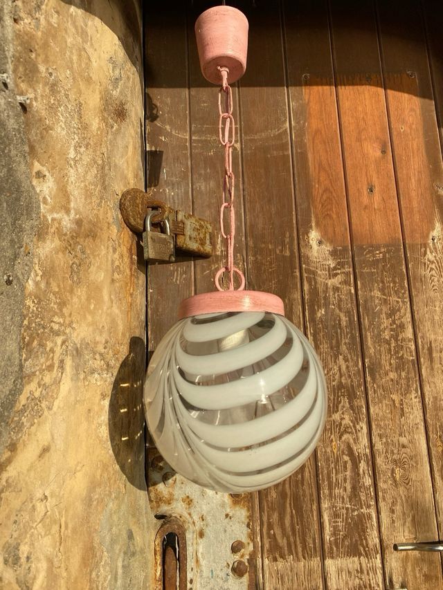 Candeeiro de teto de cristal vintage rosa 