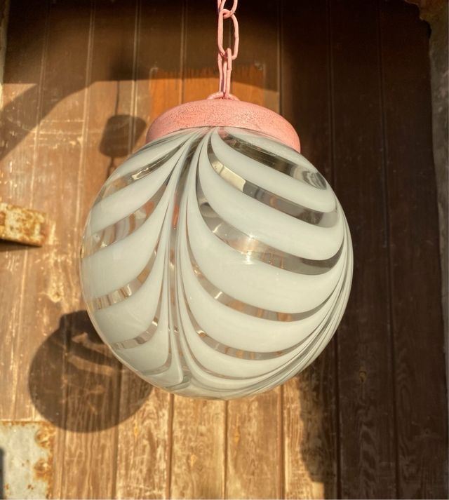 Lámpara techo en color rosa vintage cristal