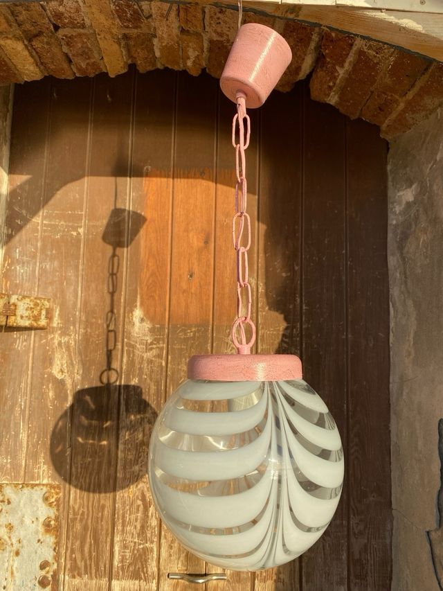 Lámpara techo en color rosa vintage cristal 