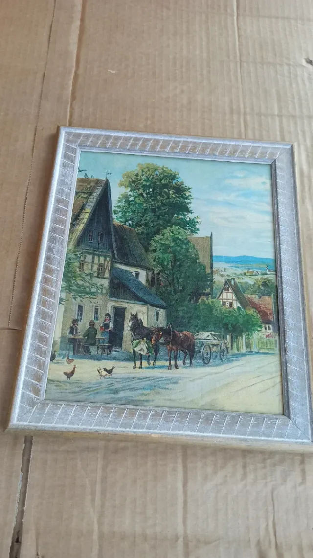 Cuadro rústico paisaje rural