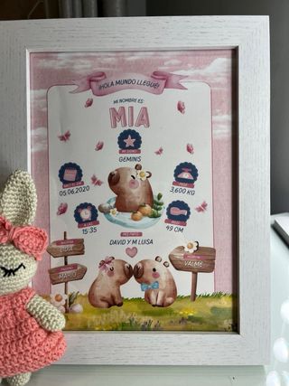 Cuadro Natalicio Conejita Rosado