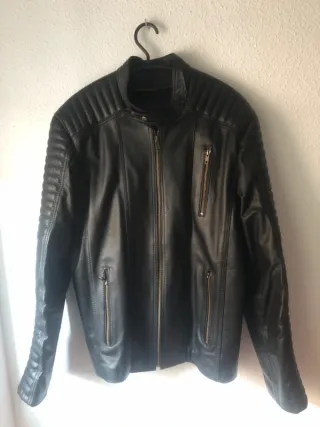 Chaqueta de cuero negra hombre