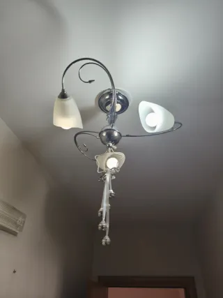 Lampadario acciaio con vetri