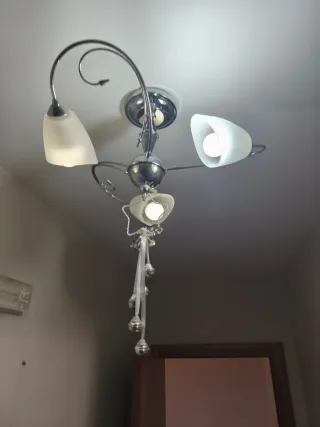Lampadario acciaio con vetri