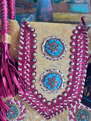 Bolso Piel Boho Flecos