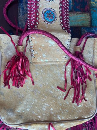 Bolso Piel Boho Flecos