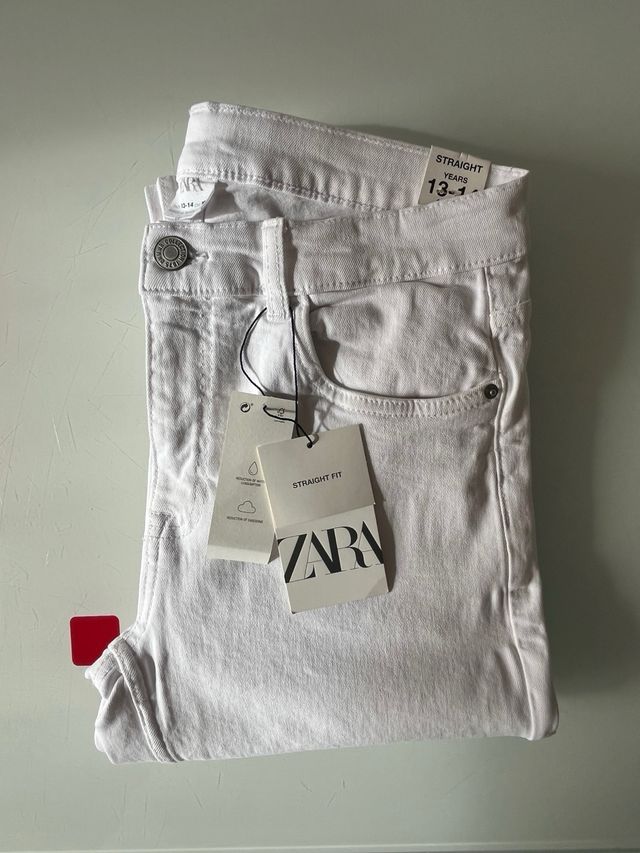 Pantalón vaquero blanco Zara T.13-14 años