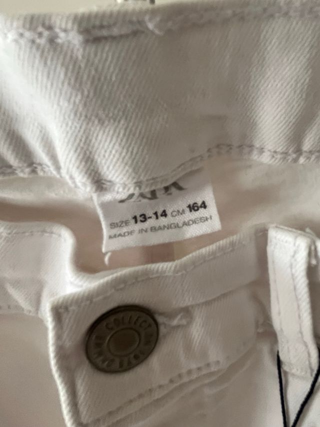 Pantalón vaquero blanco Zara T.13-14 años