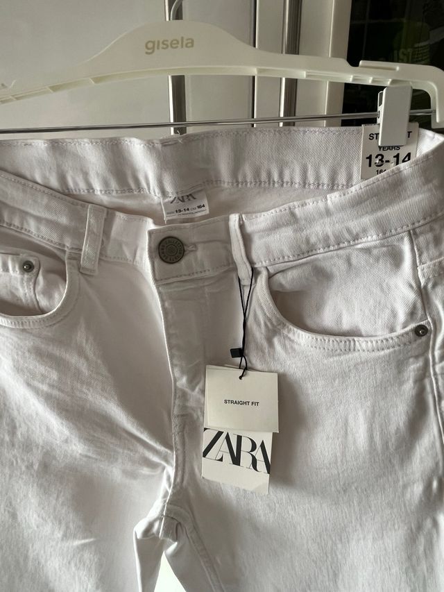 Pantalón vaquero blanco Zara T.13-14 años