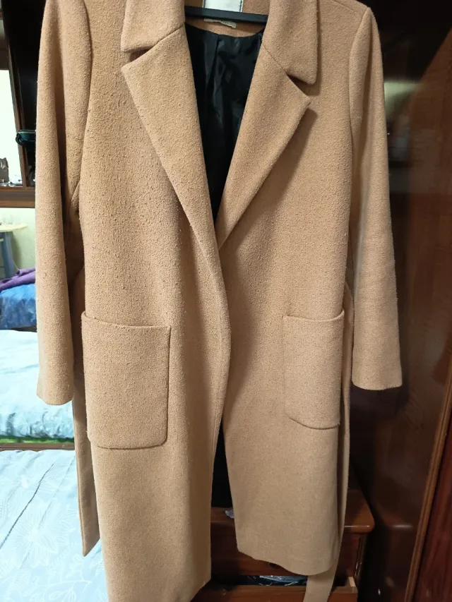Abrigo lana beige talla L