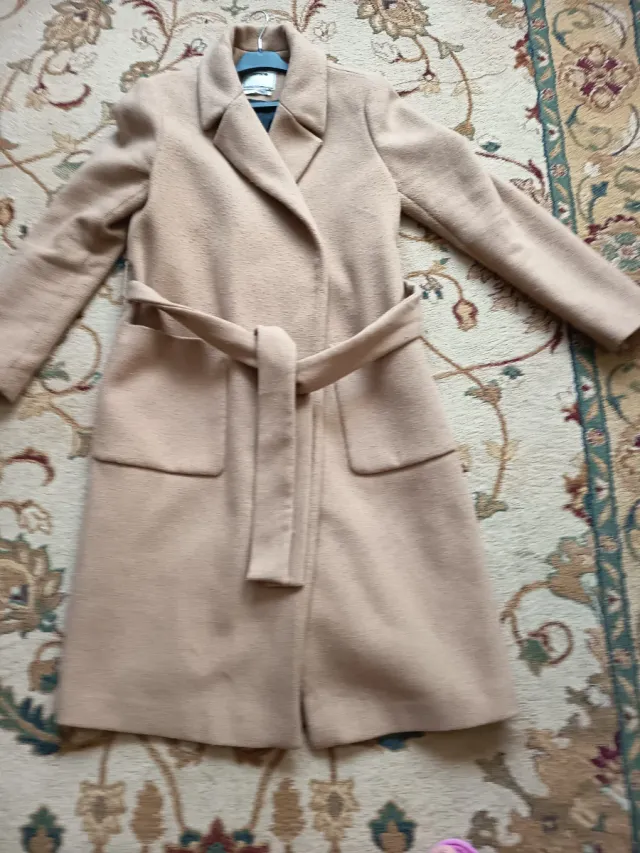 Abrigo lana beige talla L