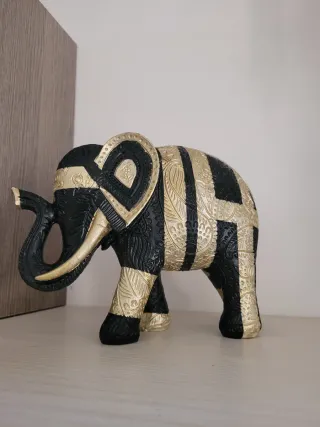 Statuetta Elefante Pop Art Nero e Oro