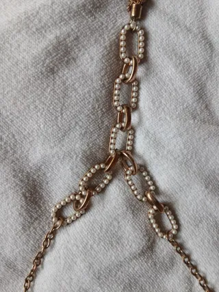 Collana vintage con perle e catena oro